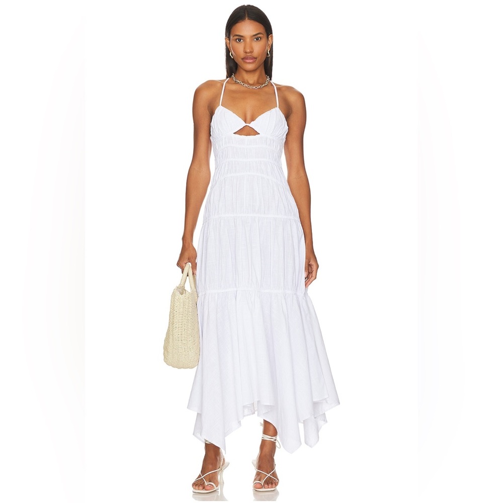 SNDYS White Maxi Dress with Spaghetti Straps